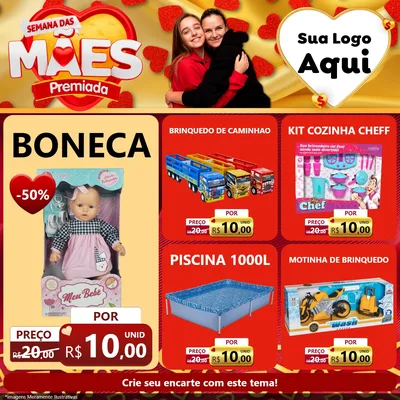Modelo de Rede Social para Feed Facebook com o tema Semana das Mães Premiada para Brinquedos