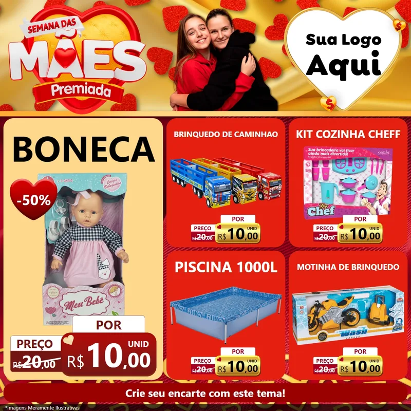 Modelo de Rede Social para Feed Facebook com o tema Semana das Mães Premiada para Brinquedos