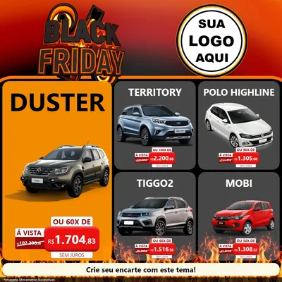 Modelo de Rede Social para Feed Facebook com o tema Black Friday para Concessionaria de Carros