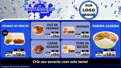 Modelo de TV para TV Horizontal com o tema Promoção de Aniversário - 25 Anos para Restaurante