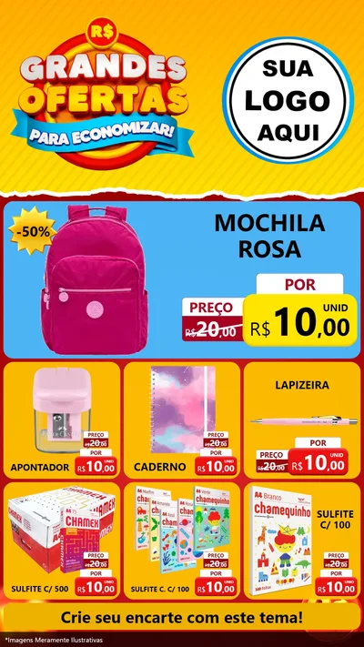 Modelo de Rede Social para Stories com o tema Grandes Ofertas Para Economizar! para Papelaria