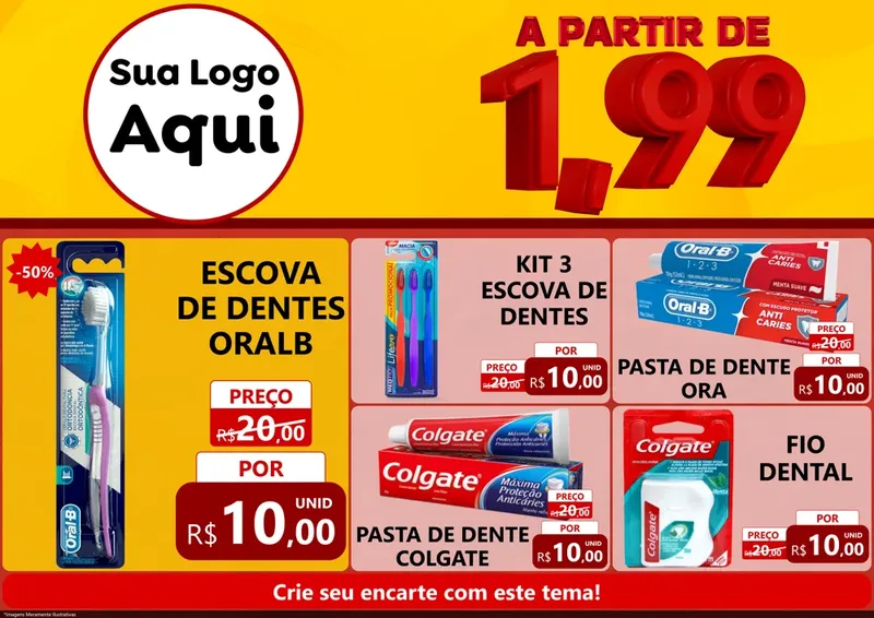 Modelo de Encarte para Encarte A4 Horizontal com o tema A Partir de Um e Noventa e Nove - 1,99 para Higiene Pessoal