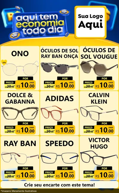 Modelo de Encarte para Encarte Grande com o tema Aqui Tem Economia Todo Dia para Óticas