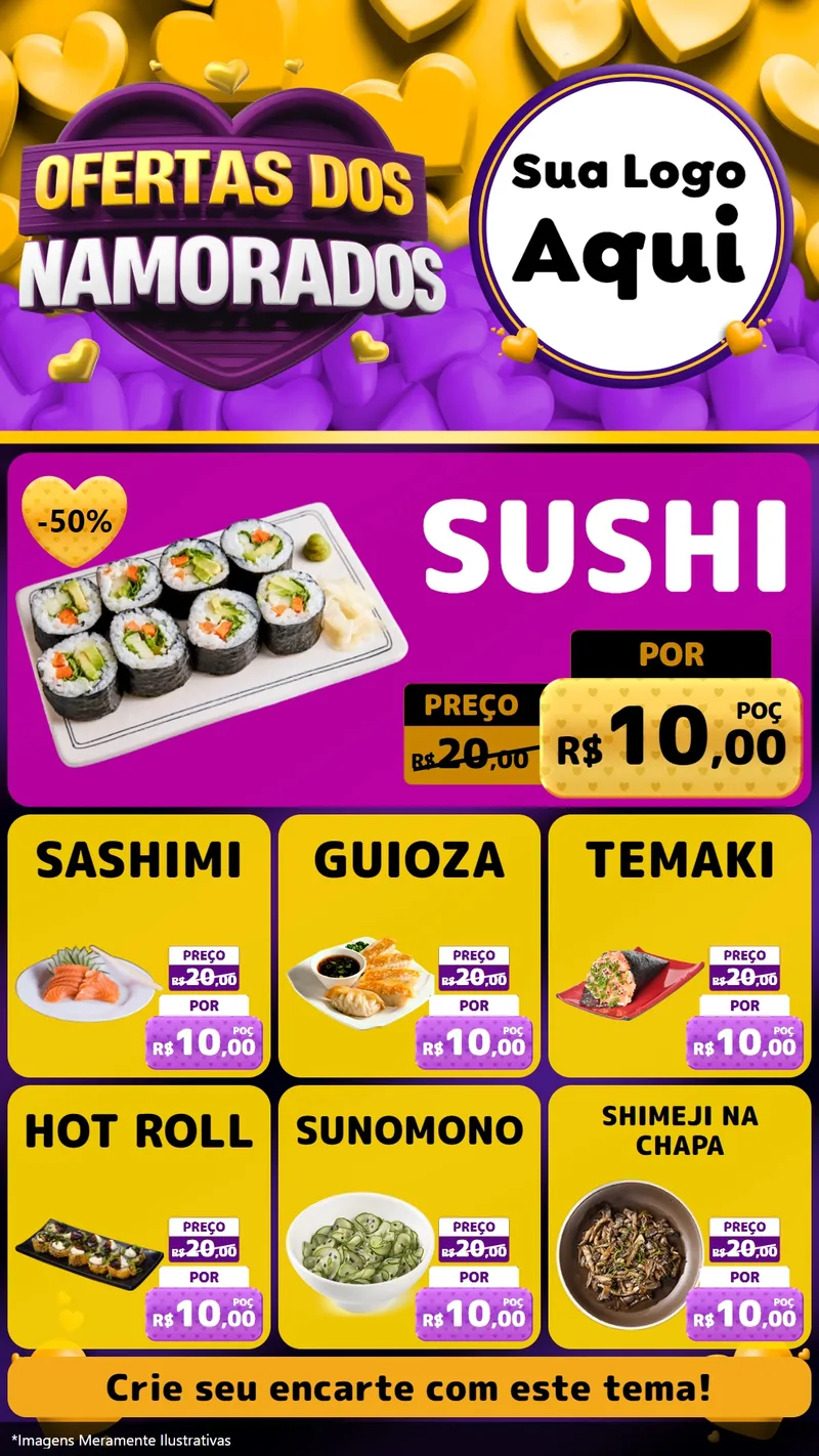 Modelo de Rede Social para Stories com o tema Oferta Dos Namorados para Comida japonesa