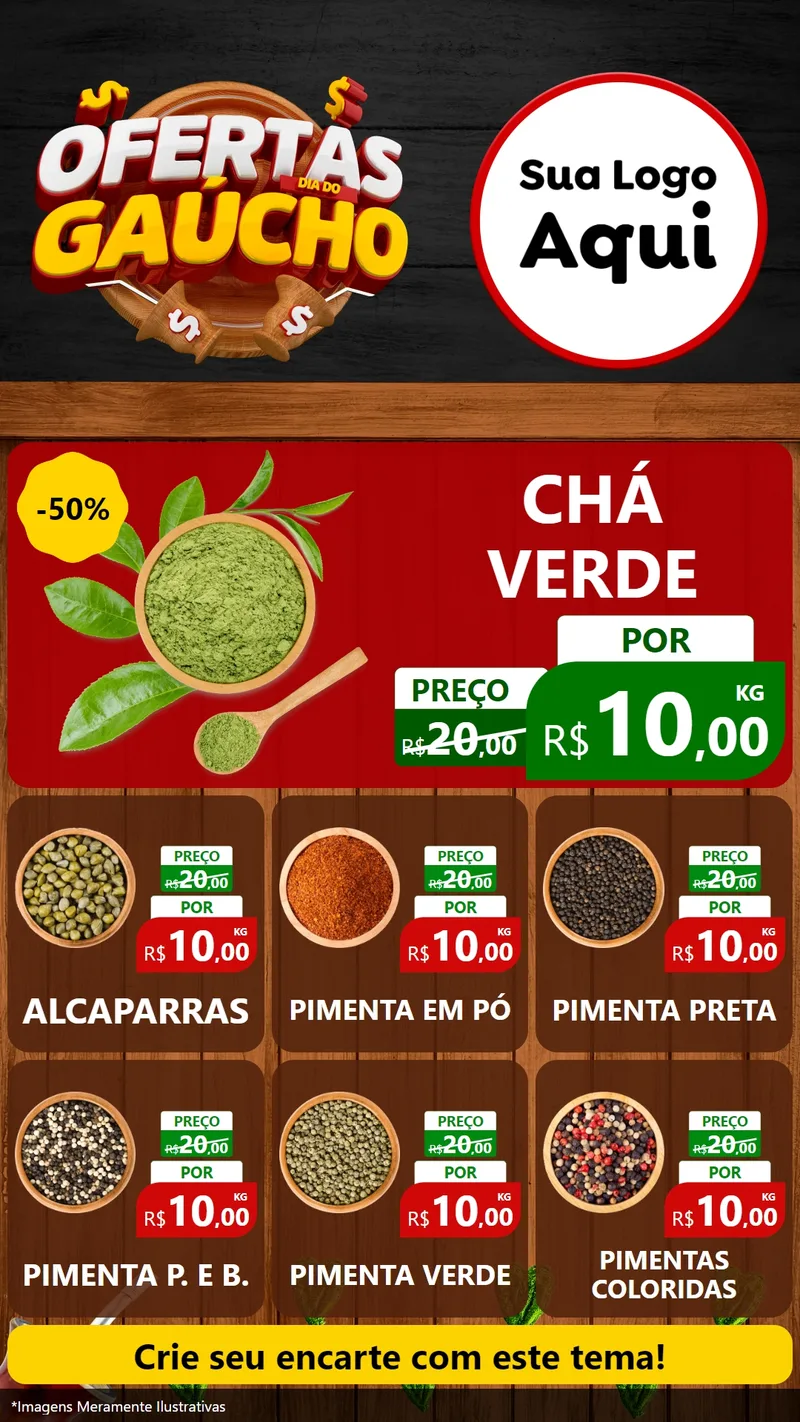 Modelo de Rede Social para Stories com o tema Ofertas Dia do Gaúcho para Produtos Naturais