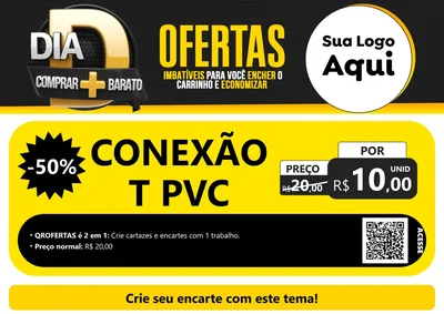 Modelo de Cartaz para Cartaz A4 Horizontal com o tema Dia D Mais Economia para Tubos e conexões