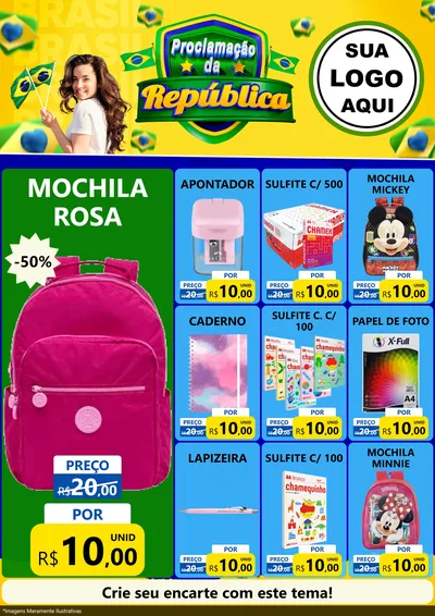 Modelo de Encarte para Encarte A4 Vertical com o tema Proclamação da República para Papelaria