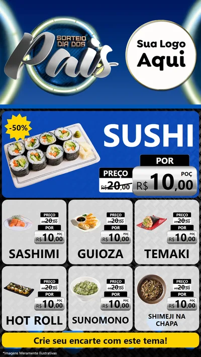 Modelo de Rede Social para Stories com o tema Sorteio Dia Dos Pais para Comida japonesa