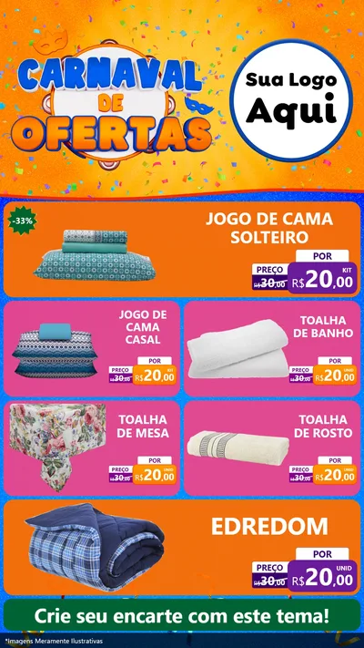 Modelo de TV para TV Vertical com o tema Carnaval de Ofertas para Cama, Mesa e Banho