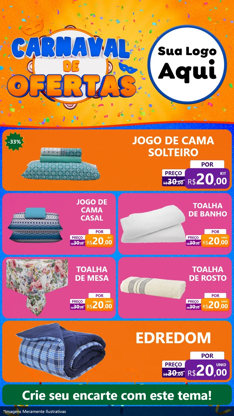 Modelo de TV para TV Vertical com o tema Carnaval de Ofertas para Cama, Mesa e Banho