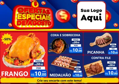 Modelo de Encarte para Encarte A4 Horizontal com o tema Ofertas Especiais de Agosto para Assados