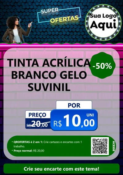 Modelo de Cartaz para Cartaz A4 Vertical com o tema Super Ofertas para Tintas e Ferramentas