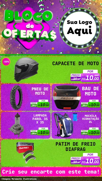 Modelo de TV para TV Vertical com o tema Bloco de Ofertas para Moto peças