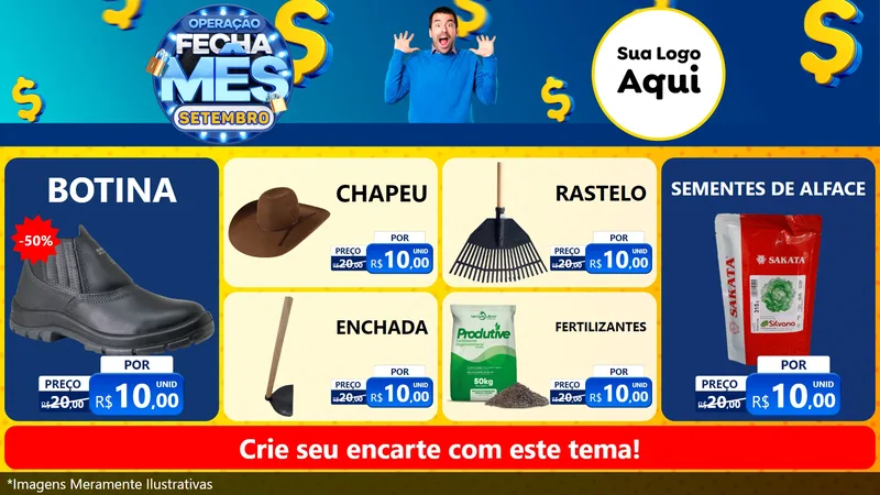 Modelo de TV para TV Horizontal com o tema Operação Fecha Mês Setembro para Agropecuária