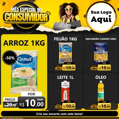 Modelo de Rede Social para Feed Facebook com o tema Mês Especial do Consumidor para Supermercado