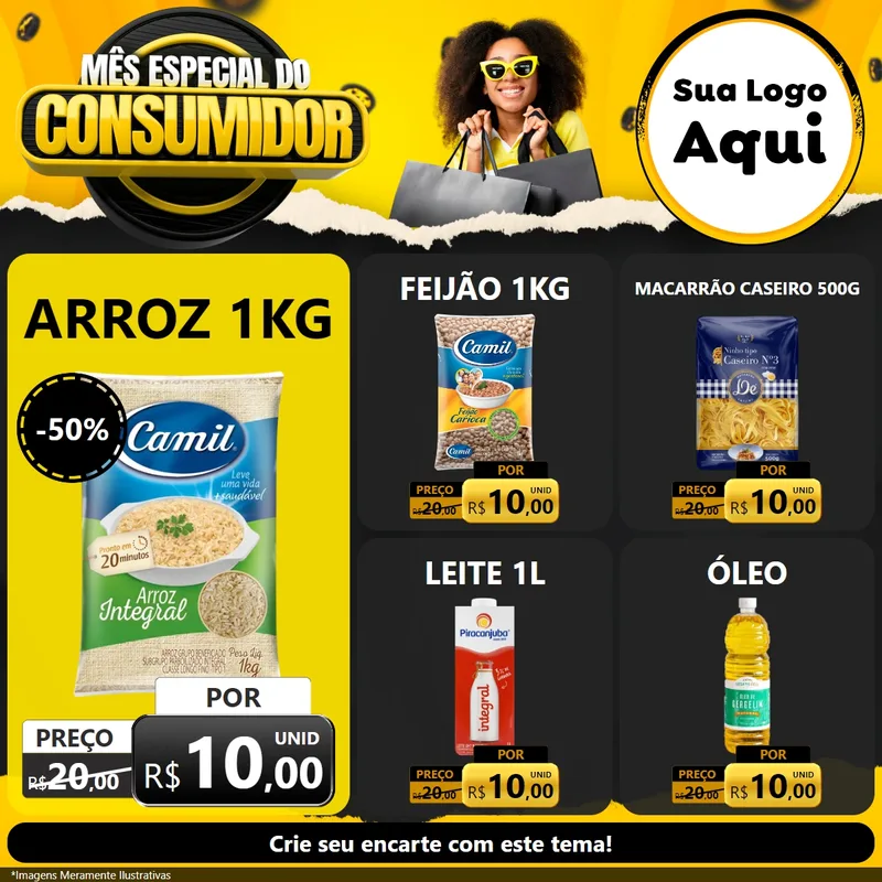 Modelo de Rede Social para Feed Facebook com o tema Mês Especial do Consumidor para Supermercado