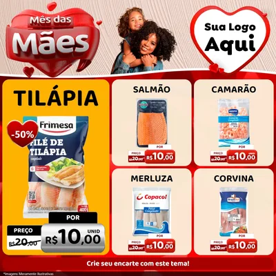 Modelo de Rede Social para Feed Facebook com o tema Mês das Mães para Peixaria