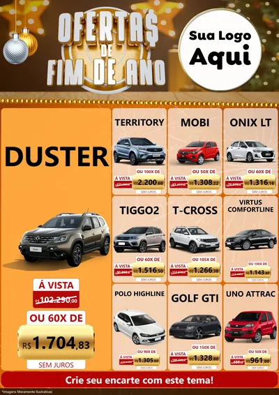 Modelo de Encarte para Encarte A4 Vertical com o tema Ofertas de Fim de Ano para Concessionaria de Carros