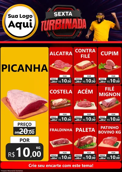 Modelo de Encarte para Encarte A4 Vertical com o tema Sexta Turbinada para Açougue