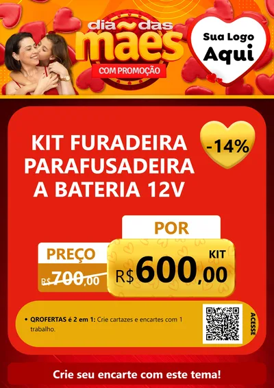 Modelo de Cartaz para Cartaz A4 Vertical com o tema Dia das Mães com Promoção para Maquinas e Ferramentas
