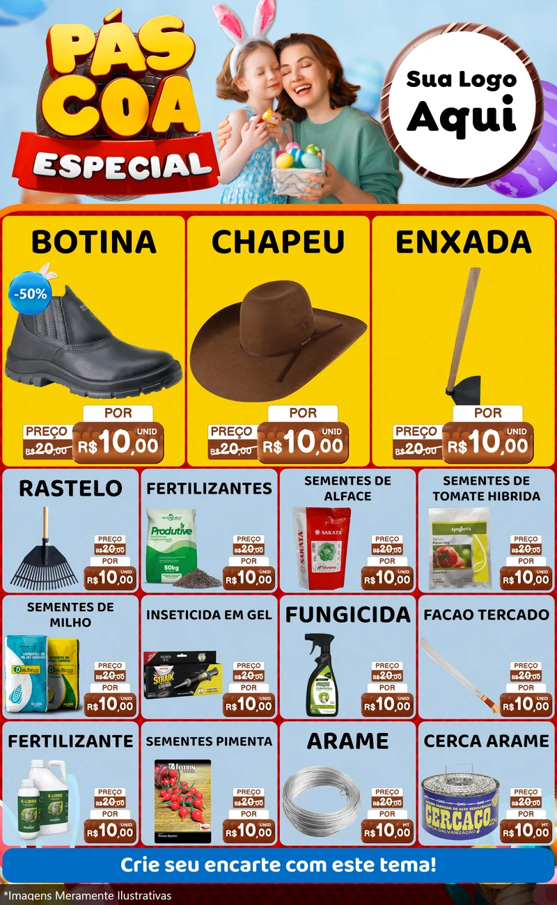 Modelo de Encarte para Encarte Grande com o tema Páscoa Especial para Agropecuária