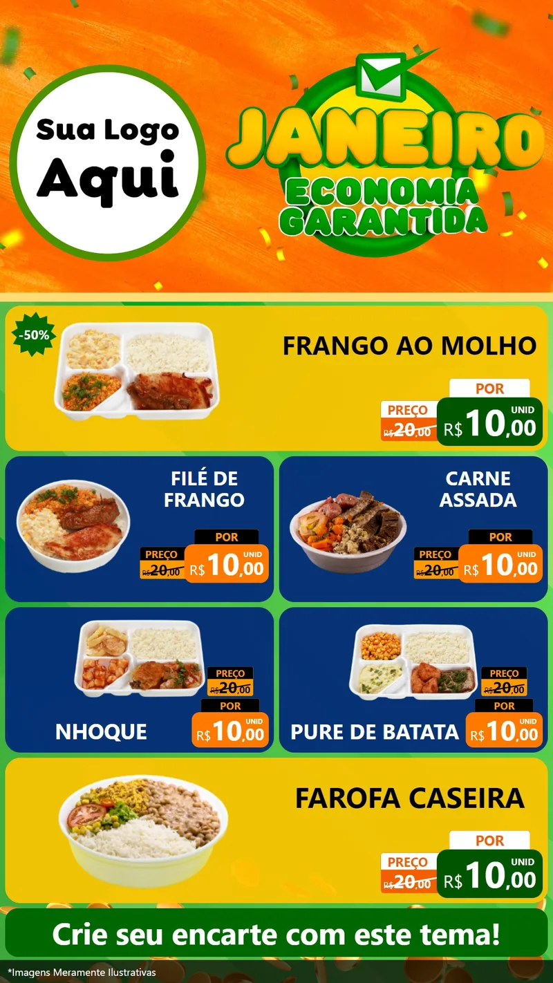 Modelo de TV para TV Vertical com o tema Janeiro - Economia Garantida para Restaurante