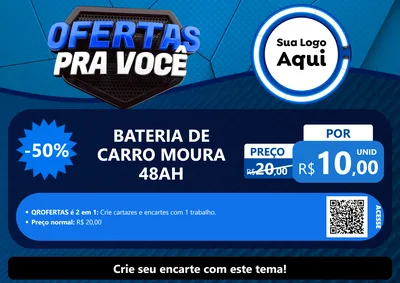 Modelo de Cartaz para Cartaz A4 Horizontal com o tema Ofertas Para Você - Auto e Motopeças para Baterias Elétricas
