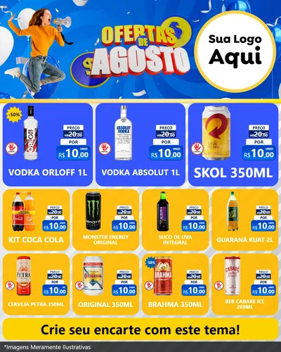 Modelo de Rede Social para Feed Instagram com o tema Ofertas de Agosto para Distribuidora de bebidas