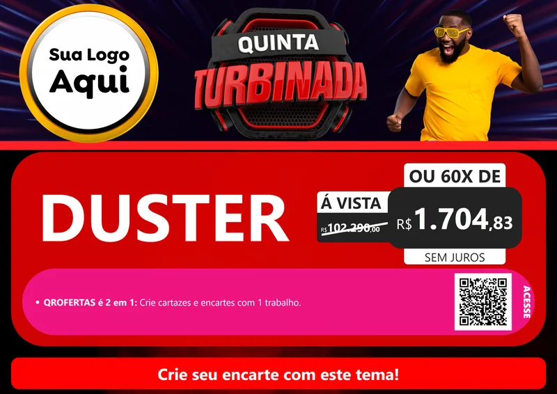 Modelo de Cartaz para Cartaz A4 Horizontal com o tema Quinta Turbinada para Concessionaria de Carros
