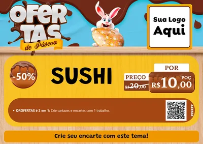 Modelo de Cartaz para Cartaz A4 Horizontal com o tema Ofertas de Páscoa para Comida japonesa
