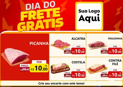 Modelo de Encarte para Encarte A4 Horizontal com o tema Dia do Frete Grátis para Açougue