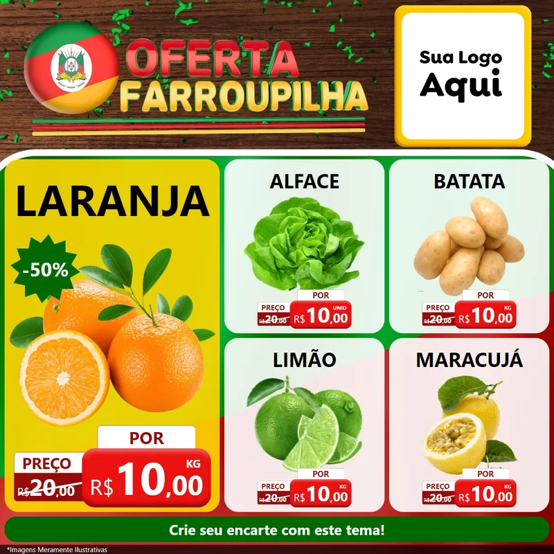 Modelo de Rede Social para Feed Facebook com o tema Oferta Farroupilha para Hortifrúti