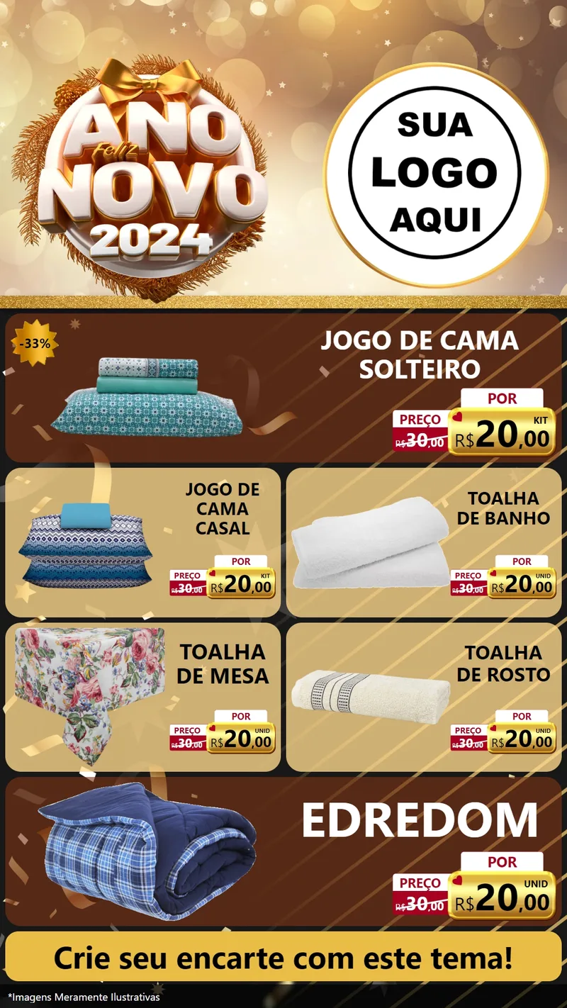 Modelo de TV para TV Vertical com o tema Feliz Ano Novo 2027 para Cama, Mesa e Banho
