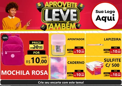 Modelo de Encarte para Encarte A4 Horizontal com o tema Aproveite e Leve Também para Papelaria