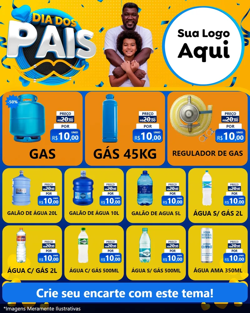 Modelo de Rede Social para Feed Instagram com o tema Dia dos Pais para Água e gás