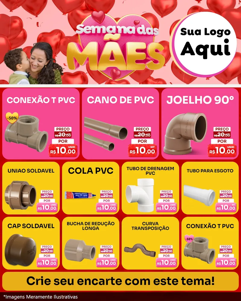 Modelo de Rede Social para Feed Instagram com o tema Semana Das Mães para Tubos e conexões