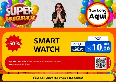 Modelo de Cartaz para Cartaz A4 Horizontal com o tema Super Inauguração para Informática