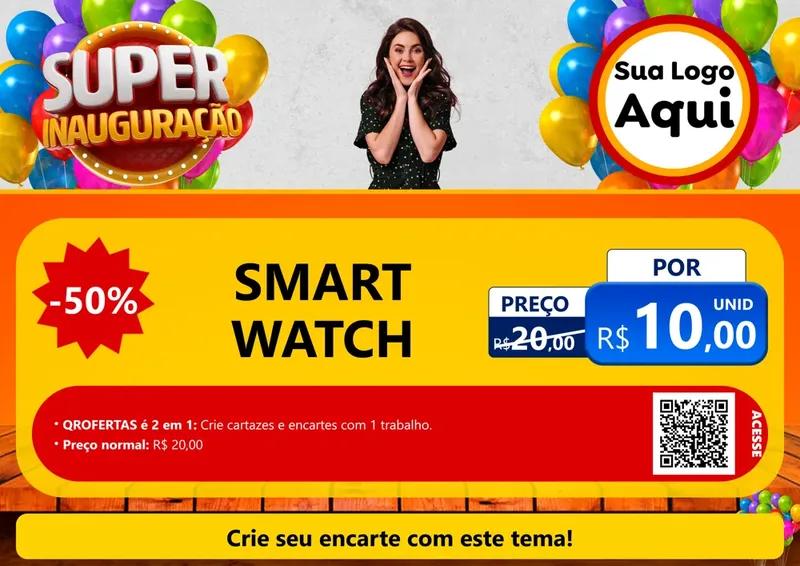 Modelo de Cartaz para Cartaz A4 Horizontal com o tema Super Inauguração para Informática