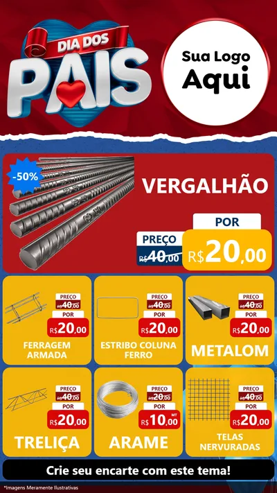 Modelo de Rede Social para Stories com o tema Dia dos Pais para Ferragens
