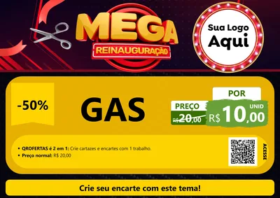 Modelo de Cartaz para Cartaz A4 Horizontal com o tema Mega Reinauguração para Água e gás