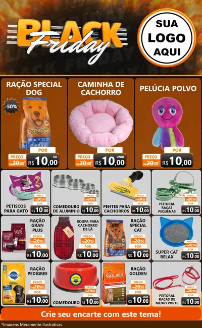 Modelo de Encarte para Encarte Grande com o tema Black Friday para Pet Shop