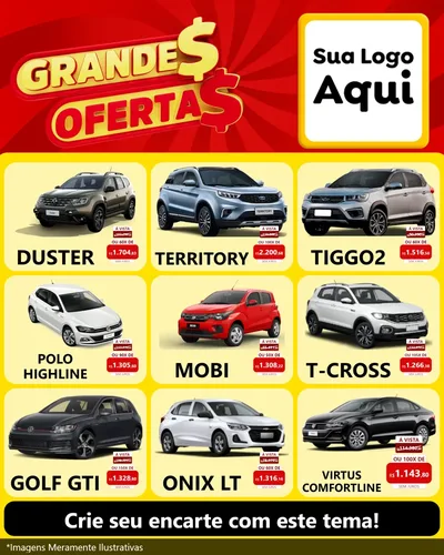 Modelo de Rede Social para Feed Instagram com o tema Grandes Ofertas para Concessionaria de Carros