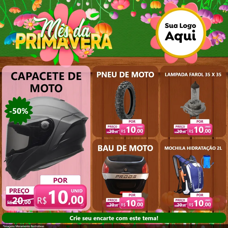 Modelo de Rede Social para Feed Facebook com o tema Mês da Primavera para Moto peças
