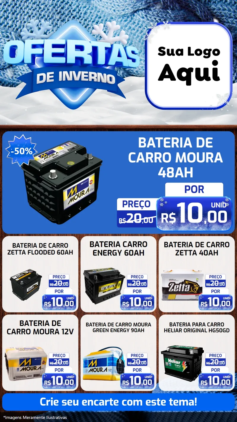 Modelo de Rede Social para Stories com o tema Ofertas de Inverno para Baterias Elétricas