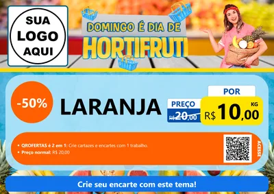 Modelo de Cartaz para Cartaz A4 Horizontal com o tema Domingo É Dia de Hortifruti para Hortifrúti