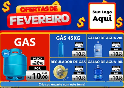 Modelo de Encarte para Encarte A4 Horizontal com o tema Ofertas de Fevereiro para Água e gás