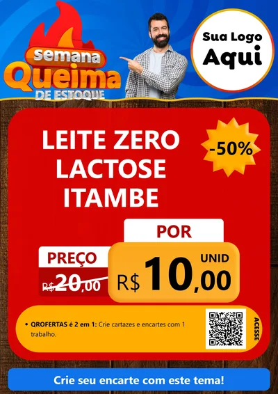 Modelo de Cartaz para Cartaz A4 Vertical com o tema Semana Queima de Estoque para Frios e Laticínios