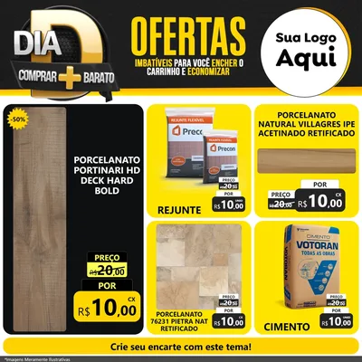 Modelo de Rede Social para Feed Facebook com o tema Dia D Mais Economia para Pisos e revestimentos