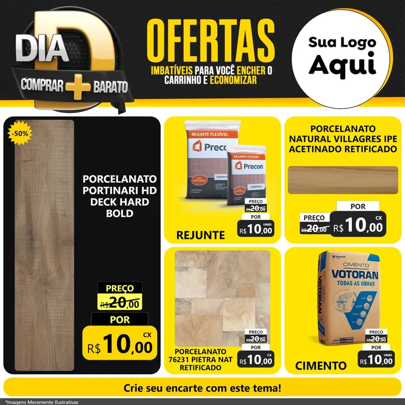 Modelo de Rede Social para Feed Facebook com o tema Dia D Mais Economia para Pisos e revestimentos