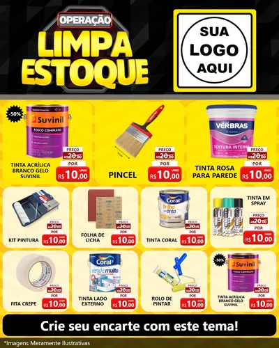 Modelo de Rede Social para Feed Instagram com o tema Operação Limpa Estoque para Tintas e Ferramentas